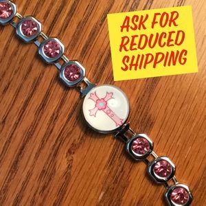 Pink Bling Snap Bracelet & 18mm Cross Snap